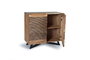 GINER Y COLOMER Buffet en Acacia et Métal Ton Naturel avec Détails Sculptés Main - 90x86x40 cm