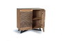 GINER Y COLOMER Buffet en Acacia et Métal Ton Naturel avec Détails Sculptés Main - 90x86x40 cm