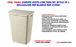 Curver Cesta My Style 55 L avec couvercle, blanc