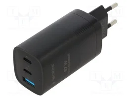 GEMBIRD Chargeur USB GaN 65W Noir (USB-A et 2x USB-C) TA-UC-PDQC65-01-BK