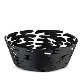 Boucquillon & Maaoui Barket Cesto rond en acier et résine noire 18cm - Corbeille perforée moderne pour présentation de table ou apéritifs