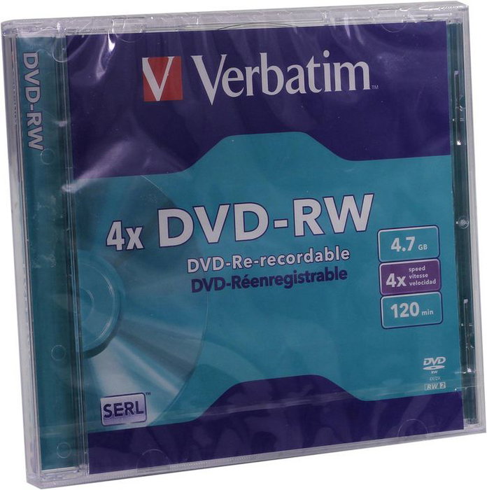 Verbatim Lot de 5 DVD-RW réinscriptibles 4x, Finition argent mat, Compatible pour données, vidéo et musique