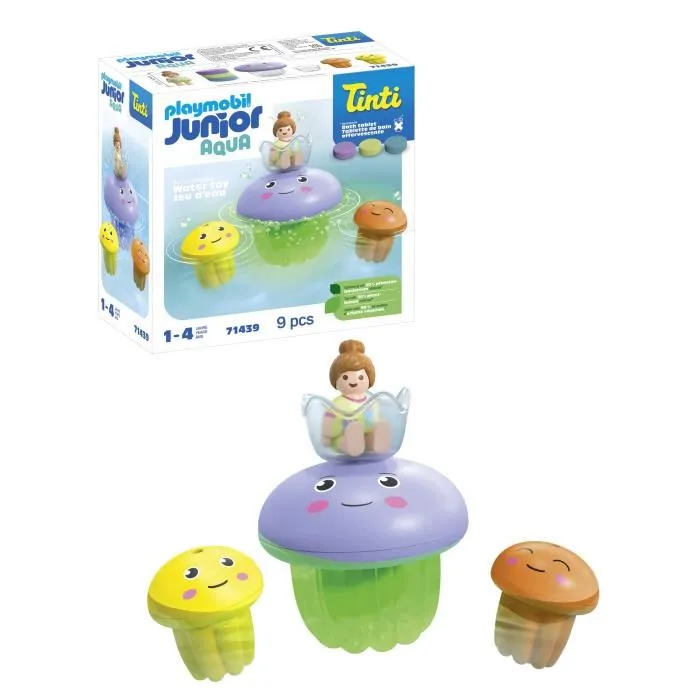 Playmobil 71439 Set Famille de Méduses AQUA Tinti pour le Baignoire - Jouet de Bain avec Gobelet et 3 Tablettes Parfumées - Enfant dès 12 mois