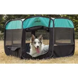 M Pets Enclos Octogonal Pliable pour Grands Chiens L (115 x 110 x 66 cm) - Noir, Imperméable, Intérieur/Extérieur, avec Porte Enroulable