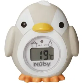 Nuby Thermomètre de Bain pour Bébé avec Écran LCD - Forme Pingouin - Mesure la Température de l'Eau et de la Pièce