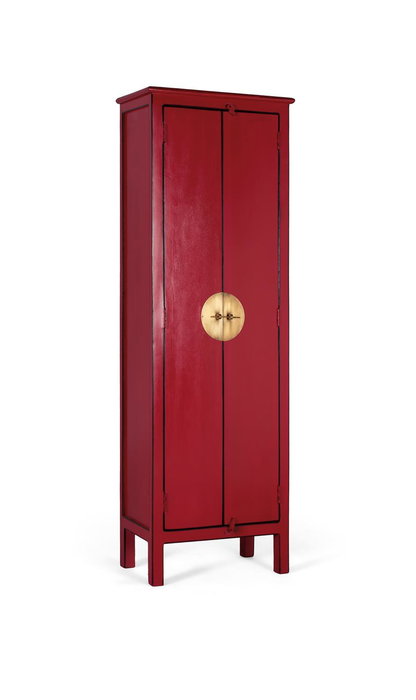GINER Y COLOMER Armario de 2 Puertas - Armoire 2 portes en bois de manguier, couleur rouge, 180 x 60 x 35 cm