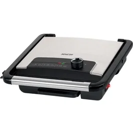 Sencor SBG 3710SS - Grill électrique antiadhésif de 29.8 x 26.8 cm, puissance 2000 W, 3 niveaux de température, avec bac d'égouttage amovible