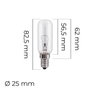 Ampoule incandescente tubulaire transparente 25 W E14