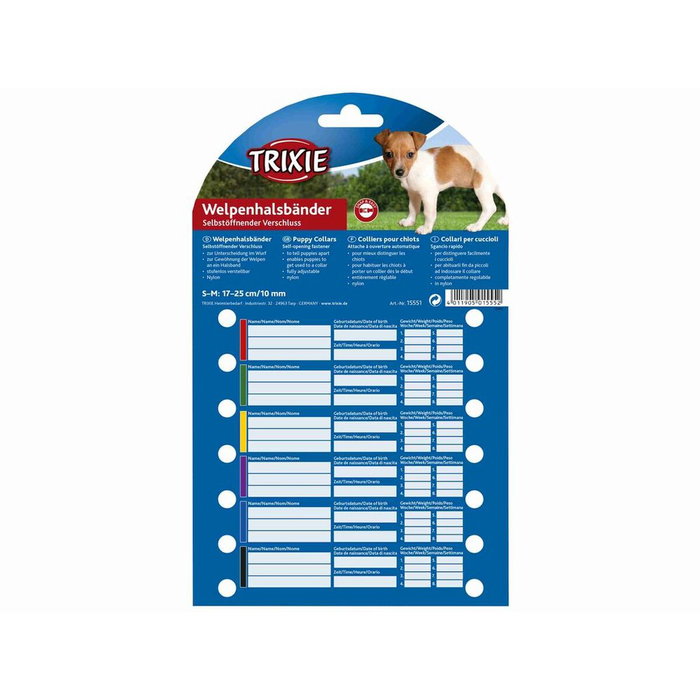 Collier pour Chien Trixie Noir Rouge Bleu de Colbat Pomme S/M 17-25 cm (6 Unités)