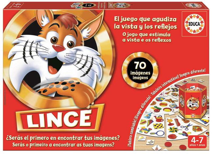Educa - Jeu de société Lince 70 Images - Version espagnole et anglaise - Jouet éducatif pour enfants de 4 à在林 7 ans - 2 à 4 joueurs