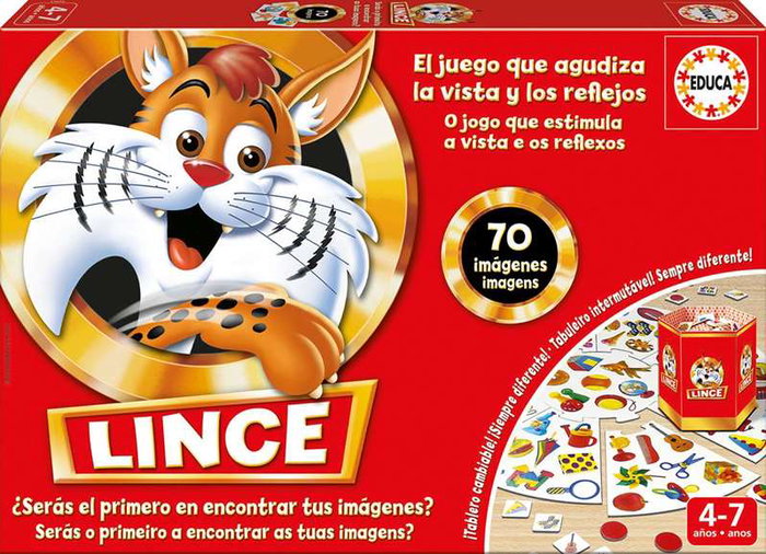 Educa - Jeu de société Lince 70 Images - Version espagnole et anglaise - Jouet éducatif pour enfants de 4 à在林 7 ans - 2 à 4 joueurs
