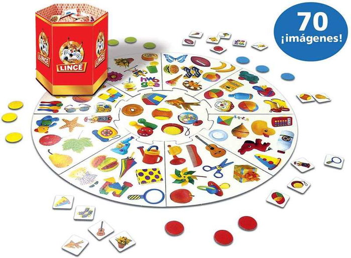 Educa - Jeu de société Lince 70 Images - Version espagnole et anglaise - Jouet éducatif pour enfants de 4 à在林 7 ans - 2 à 4 joueurs