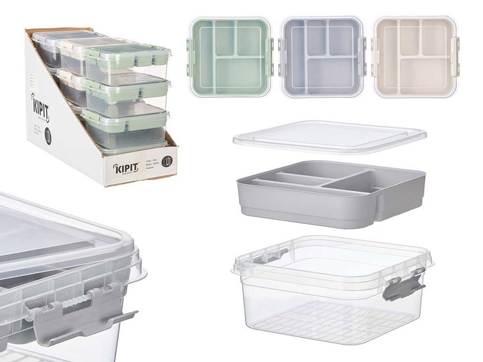 Kipit Boîte Multiusage Assortie Couleurs 26 x 11 x 24 cm en Plastique Beige Gris Vert (Set de 12) Kipit Boîte Multiusage Assortie Couleurs 26 x 11 x 24 cm en Plastique Beige Gris Vert (Set de 12)