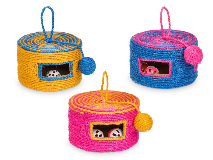 MASCOW Lot de 12 Griffoirs Corde et Boule avec Grelots, Assortiment 3 Couleurs MASCOW Lot de 12 Griffoirs Corde et Boule avec Grelots, Assortiment 3 Couleurs