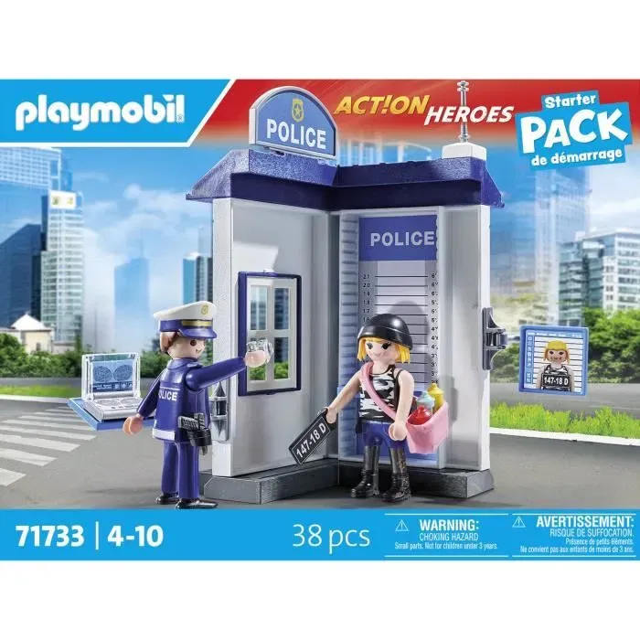 Playmobil 71733 - Salle d'interrogatoire de police avec relevé d'empreintes, Set Action Heroes, Les policiers, 38 pièces, Jouet à partir de 4 ans