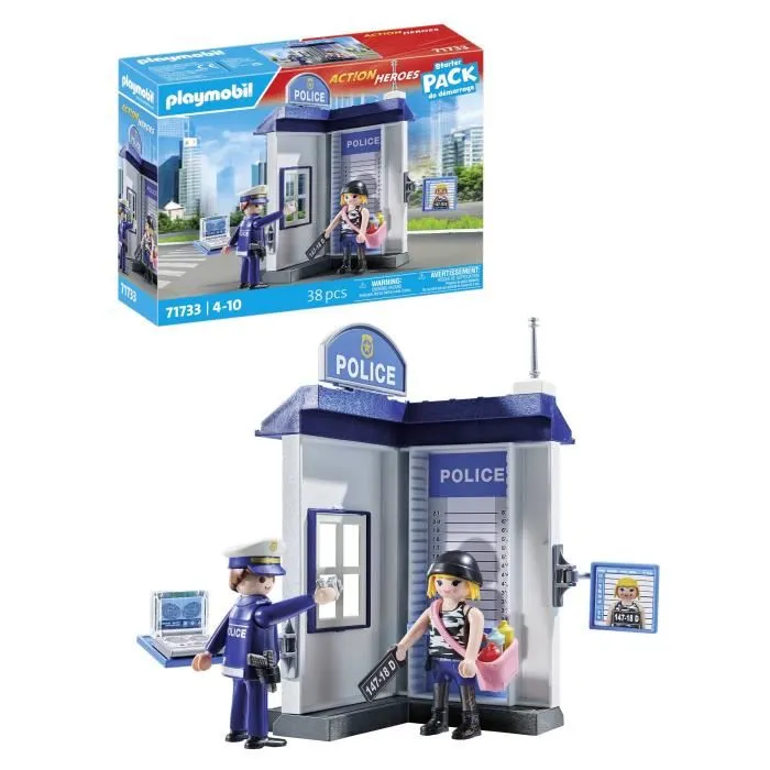Playmobil 71733 - Salle d'interrogatoire de police avec relevé d'empreintes, Set Action Heroes, Les policiers, 38 pièces, Jouet à partir de 4 ans