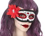 Masque pour Catrina blanc avec rose rouge et détails noirs - Décorations de crâne, pour Fête des Morts, Halloween