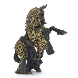 Papo Toro Noir - Figure de cheval maître d'armes, figurine de collection 15x6x9 cm, âge recommandé 36 mois et plus