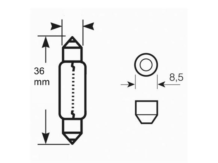 M-Tech Blister 2X Led L085W C5 W 36 mm 8XSmd3014 Blanc 12V 0,34W 26lm