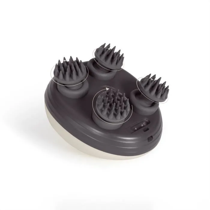 Livoo DOS202 Masseur de tête et cuir chevelu électrique portable, 96 picots, 4 têtes de massage, 3 modes, étanche IPX4, autonomie 2h, couleur gris foncé