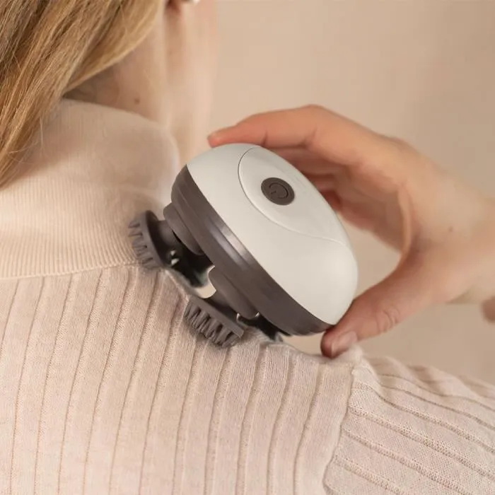 Livoo DOS202 Masseur de tête et cuir chevelu électrique portable, 96 picots, 4 têtes de massage, 3 modes, étanche IPX4, autonomie 2h, couleur gris foncé