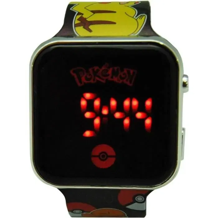 Kids Licensing Montre enfant LED Pokemon POK4322 - Affichage LED, heure/date, fond d'écran interchangeable - Rouge, mouvement Quartz - Pile incluse