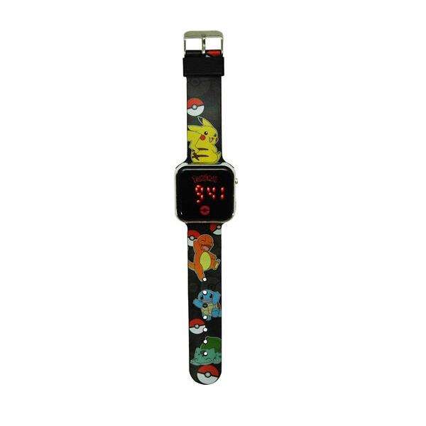 Kids Licensing Montre enfant LED Pokemon POK4322 - Affichage LED, heure/date, fond d'écran interchangeable - Rouge, mouvement Quartz - Pile incluse