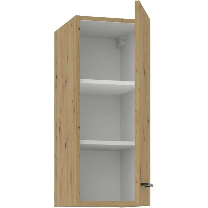 MODENA - Meuble haut de cuisine 2 portes - 30 x 31 x 72 cm - Chêne artisanal et Noir mat - Rangement optimisé