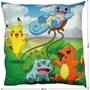 Pokemon Coussin Carré Double Face Pikachu et Starter 1G II Microfibre 40 x 40 cm