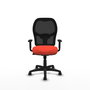 Chaise Alocén Synchro 3 positions tissu Orange foncé Maille Noir Structure polyamide noire Accoudoir 1D Sans appui-tête Roulettes en nylon 50 mm