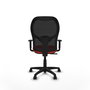 Chaise Alocén Synchro 3 positions tissu Orange foncé Maille Noir Structure polyamide noire Accoudoir 1D Sans appui-tête Roulettes en nylon 50 mm