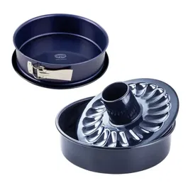 Dr. Oetker - Lot de 2 moules à gâteaux avec moule à charnière 26 cm et moule à savarin à fond amovible 28 cm, en acier émaillé résistant, Made in Germany