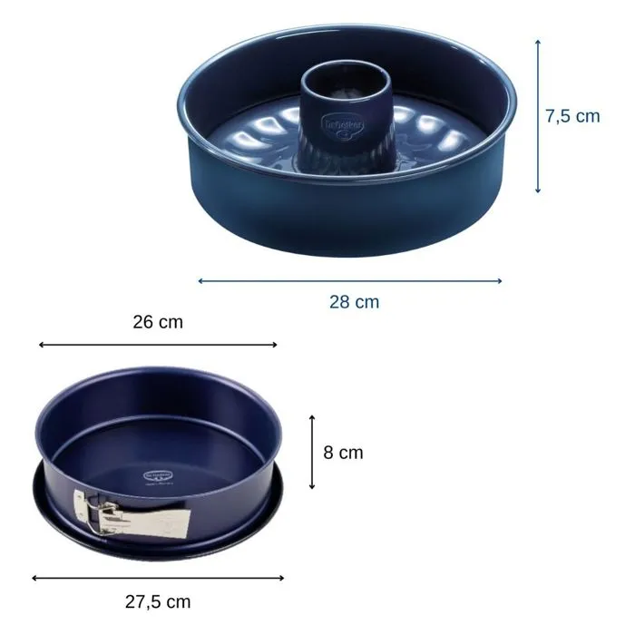 Dr. Oetker - Lot de 2 moules à gâteaux avec moule à charnière 26 cm et moule à savarin à fond amovible 28 cm, en acier émaillé résistant, Made in Germany Dr. Oetker - Lot de 2 moules à gâteaux avec moule à charnière 26 cm et moule à savarin à fond amovible 28 cm, en acier émaillé résistant, Made in Germany