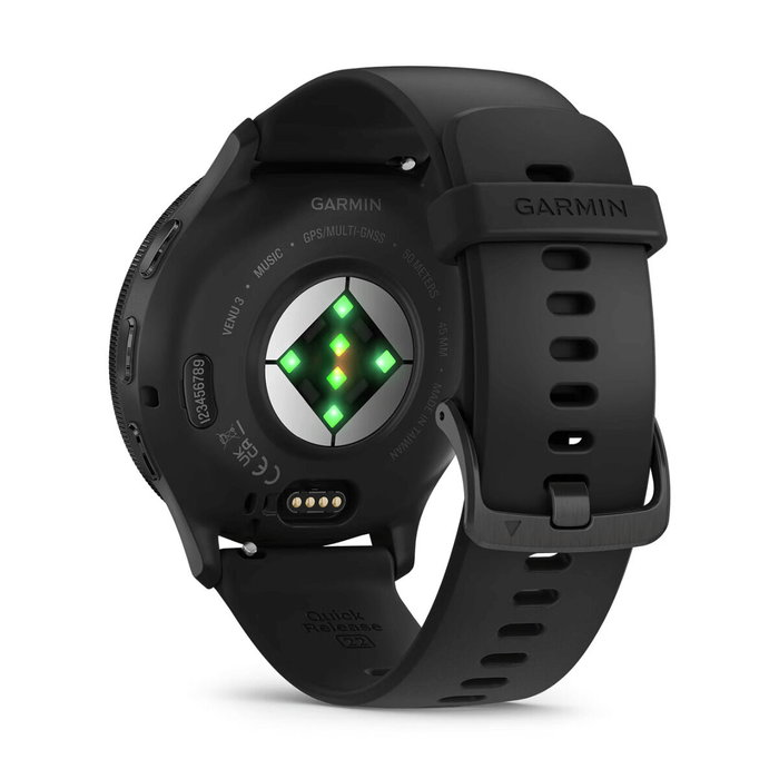 Garmin Venu 3, Bracelet Silicone Noir, Écran AMOLED 1,4 po