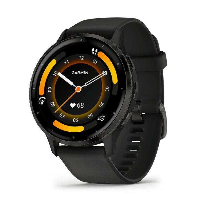Garmin Venu 3, Bracelet Silicone Noir, Écran AMOLED 1,4 po