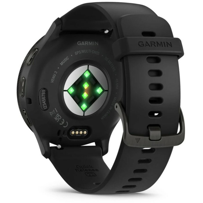 Garmin Venu 3, Bracelet Silicone Noir, Écran AMOLED 1,4 po