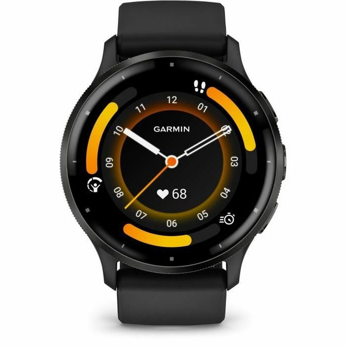 Garmin Venu 3, Bracelet Silicone Noir, Écran AMOLED 1,4 po