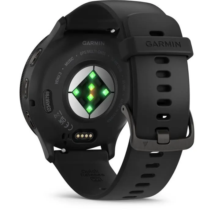 Garmin Montre Connectée GPS Venu 3 - 35.4 mm (1.4") - Boîtier acier gris, bracelet silicone noir - WiFi, autonomie 14 jours, suivi santé et fitness Garmin Montre Connectée GPS Venu 3 - 35.4 mm (1.4") - Boîtier acier gris, bracelet silicone noir - WiFi, autonomie 14 jours, suivi santé et fitness