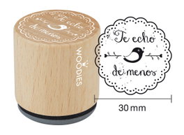 Woodies Sello de madera y caucho Te echo de menos 33x30mm
