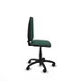 Chaise de bureau Aýna avec mécanisme de contact permanent de base, recouverte de tissu vert bouteille. Équipée d'une base en polyamide noir, sans accoudoirs et de roulettes en nylon de 50 mm.