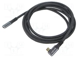 LOGILINK Câble USB 3.2 Gen 2 avec USB C socle et prise angulaire dorée, 2m