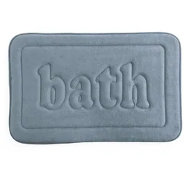 Today UTILITY Tapis de bain mémoire de forme, bleu, dimensions 40x60 cm, polyester moelleux absorbant avec revêtement antidérapant PVC, sèche rapidement