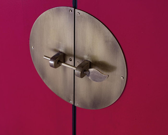 GINER Y COLOMER Buffet 2 portes et 3 tiroirs en bois de manguier rouge - 180 cm de long, 84 cm de haut, 40 cm de large