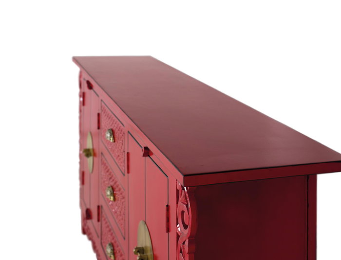 GINER Y COLOMER Buffet 2 portes et 3 tiroirs en bois de manguier rouge - 180 cm de long, 84 cm de haut, 40 cm de large