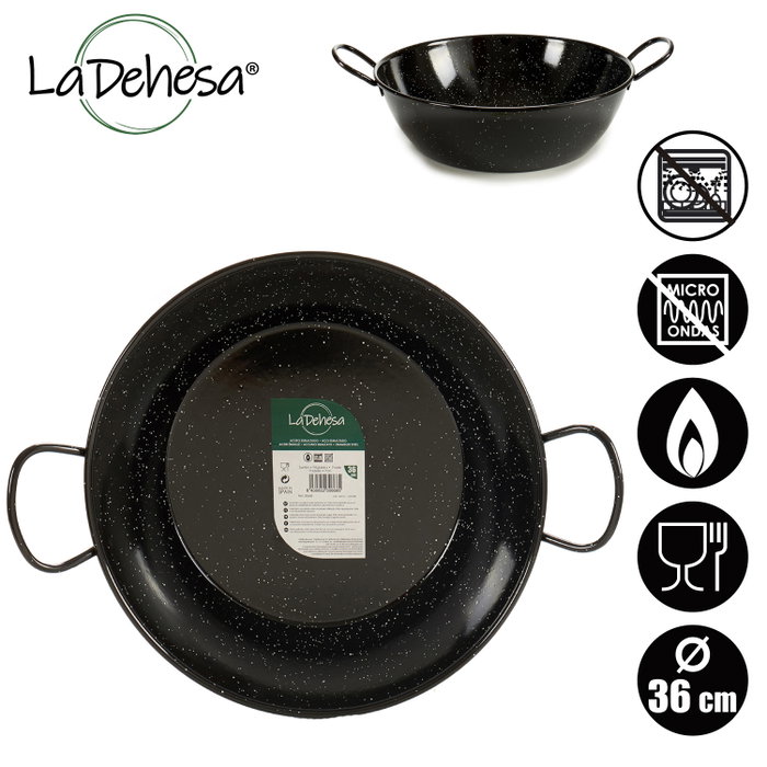 La Dehesa Poêle Profonde Émaillée avec Ansas 36 cm Noir Acier Émaillé (Set de 4)