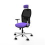 Chaise Alfera Synchrone/Traslack Maille/tissu Violet Maille Noir Structure polyamide blanc Accoudoirs noirs et blancs Appui-tête 2D Roulettes 65mm nylon