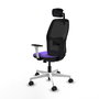 Chaise Alfera Synchrone/Traslack Maille/tissu Violet Maille Noir Structure polyamide blanc Accoudoirs noirs et blancs Appui-tête 2D Roulettes 65mm nylon