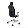 Chaise Alfera Synchrone/Traslack Maille/tissu Violet Maille Noir Structure polyamide blanc Accoudoirs noirs et blancs Appui-tête 2D Roulettes 65mm nylon