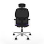 Chaise Alfera Synchrone/Traslack Maille/tissu Violet Maille Noir Structure polyamide blanc Accoudoirs noirs et blancs Appui-tête 2D Roulettes 65mm nylon