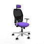 Chaise Alfera Synchrone/Traslack Maille/tissu Violet Maille Noir Structure polyamide blanc Accoudoirs noirs et blancs Appui-tête 2D Roulettes 65mm nylon